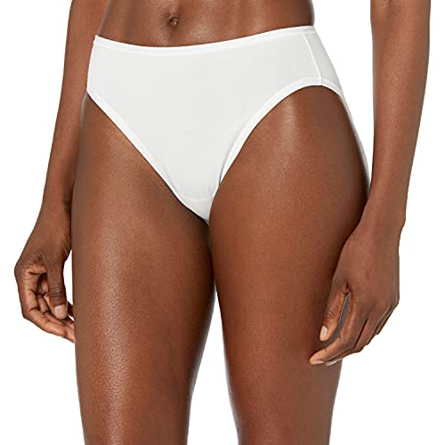 Amazon Essentials Cotton Stretch High-Cut Bikini Panty Pantis, Blanco, XXL