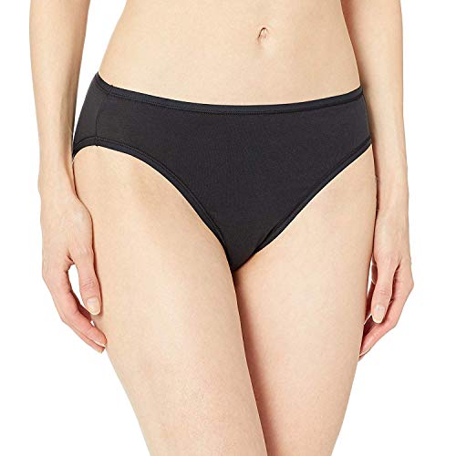 Amazon Essentials Cotton Stretch High-Cut Bikini Panty Ropa Interior, Negro, M