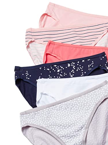 Amazon Essentials Cotton Stretch High-Cut Bikini Panty Underwear, Stars & Dots, XS