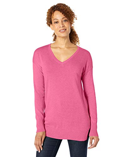 Amazon Essentials - Jersey ligero tipo túnica con cuello en V para mujer, Rosa (Pink Heather Pkh), US XL (EU 2XL)