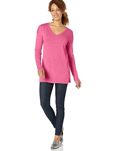 Amazon Essentials - Jersey ligero tipo túnica con cuello en V para mujer, Rosa (Pink Heather Pkh), US XL (EU 2XL)
