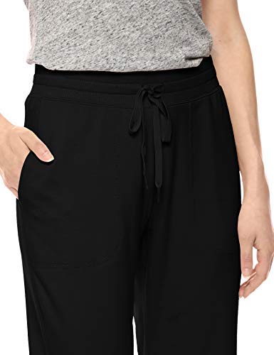 Amazon Essentials - Pantalón de chándal pirata de algodón terry para mujer, Negro, US S (EU S - M)