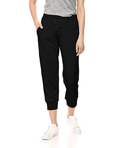 Amazon Essentials - Pantalón de chándal pirata de algodón terry para mujer, Negro, US S (EU S - M)