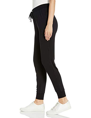 Amazon Essentials - Pantalón de mujer de algodón terry para correr, Negro, US L (EU L - XL)