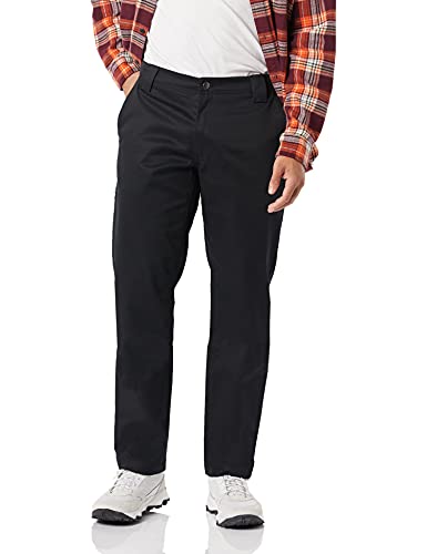 Amazon Essentials Pantalón de Trabajo elástico de Corte Ajustado Resistente a Las Manchas y Las Arrugas, Negro, 35W / 29L