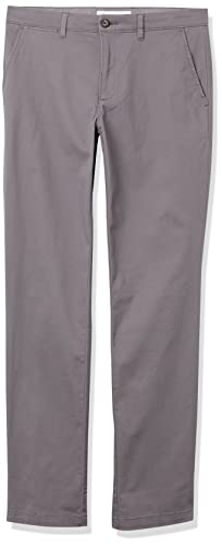 Amazon Essentials - Pantalones elásticos informales con corte recto para hombre, Gris (Dark Grey), 40W x 34L