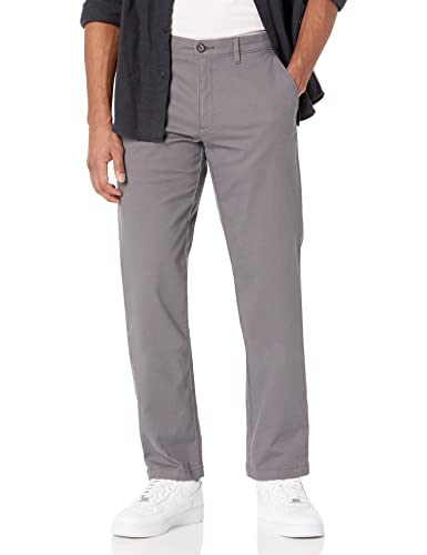 Amazon Essentials - Pantalones elásticos informales con corte recto para hombre, Gris (Dark Grey), 40W x 34L