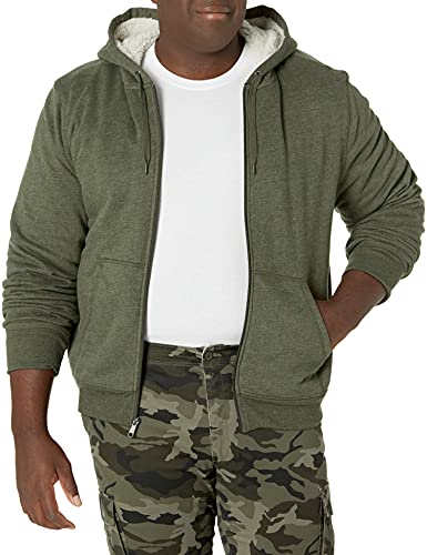 Amazon Essentials Sherpa Lined Full-Zip Hooded Fleece Sweatshirt Novelty-Hoodies, Verde Oliva, US S (EU S)