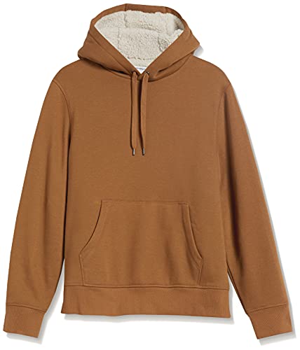 Amazon Essentials Sherpa-Lined Pullover Hoodie Sweatshirt Suéter de Meter, Marrón Tofe, L