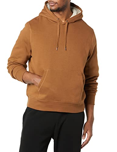 Amazon Essentials Sherpa-Lined Pullover Hoodie Sweatshirt Suéter de Meter, Marrón Tofe, L