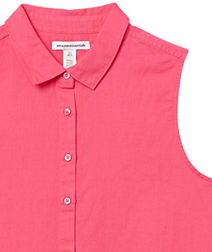 Amazon Essentials Sleeveless Linen Shirt Camisa, Rosa Brillante, M