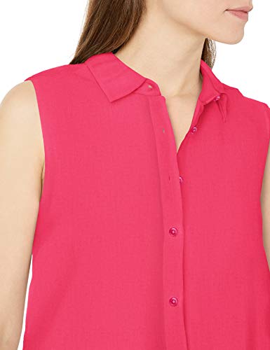 Amazon Essentials Sleeveless Linen Shirt Camisa, Rosa Brillante, M