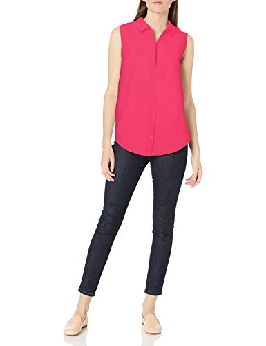 Amazon Essentials Sleeveless Linen Shirt Camisa, Rosa Brillante, M