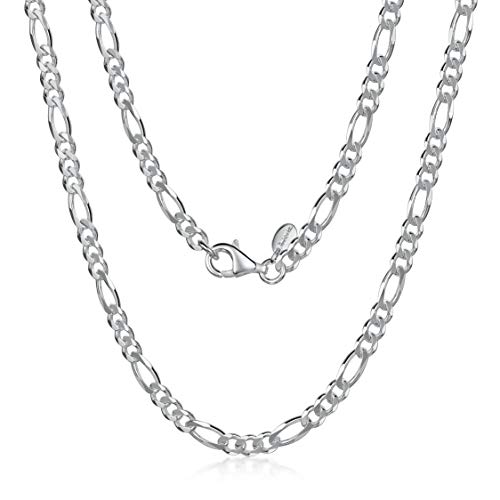 Amberta 925 Plata De Ley Esterlina Collar Para Hombre - Cadena De Fígaro 3.9 mm - Longitud: 50 cm