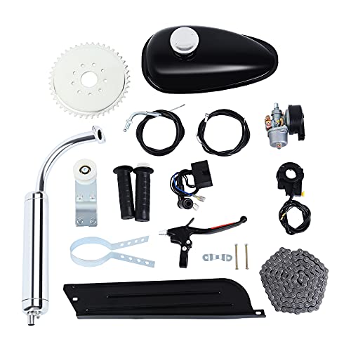 Ambienceo 80cc 2 Tiempos Ciclo de Pedal Gasolina Gas Motor Kit de conversión de Bicicleta para Bicicleta motorizada Plata