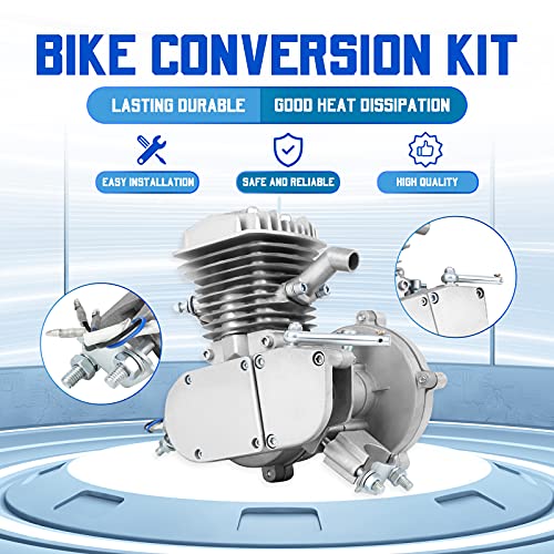 Ambienceo 80cc 2 Tiempos Ciclo de Pedal Gasolina Gas Motor Kit de conversión de Bicicleta para Bicicleta motorizada Plata