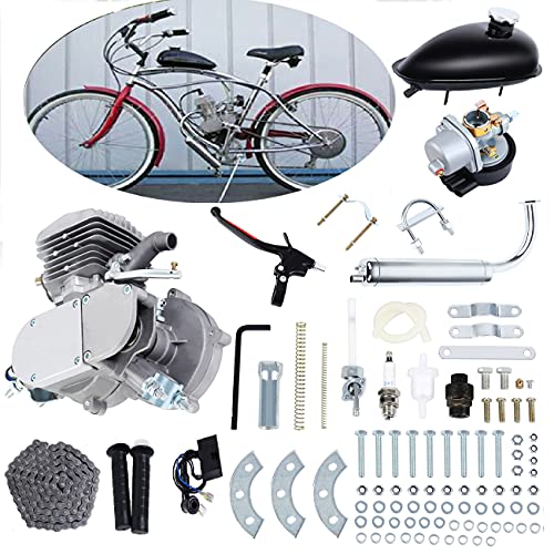 Ambienceo 80cc 2 Tiempos Ciclo de Pedal Gasolina Gas Motor Kit de conversión de Bicicleta para Bicicleta motorizada Plata