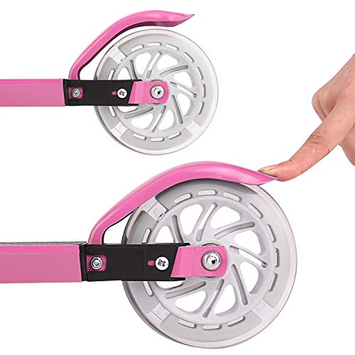 AMDirect Patinete 2 Ruedas para Niña Patinete Niña Plegable con Altura de Manillar Ajustable 63cm, 75cm, 85cm Patinete para Niños 3-12 Años Patín Scooter con 2 Ruedas Led, Rosa