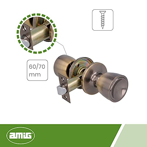 Amig 11116 - Pomo de paso Mod. 601, Latón, Acabado cuero, Tipo copa, Picaporte de entrada 60/70 mm