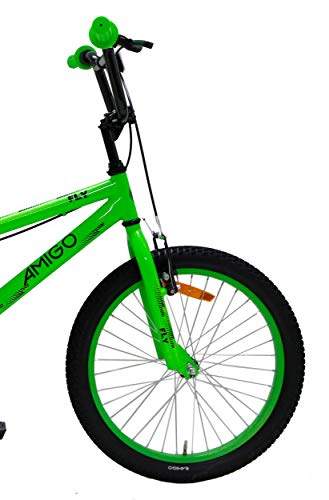 Amigo Fly – Bicicleta infantil para niños – 20 pulgadas – con frenos de mano y reflector – BMX bicicleta – a partir de 5 – 9 años – Verde