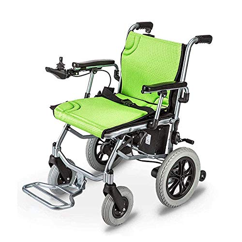 AMITD Ligero Plegable De Silla De Ruedas Eléctrica, De Doble Motor, Manual De Silla De Ruedas Eléctrica De Doble Propósito, Peso Neto 16 Kg, Puede Estar En El Avión,Controlador Dual,Asiento de 45 cm