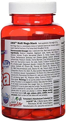 AMIX - Complejo Vitamínico - Multi Mega Stack con Vitaminas y Minerales - 120 Tabletas - Mejora el Rendimiento Físico y Mental - Suplemento con Hierro - Eficaces Suplementos Vitamínicos