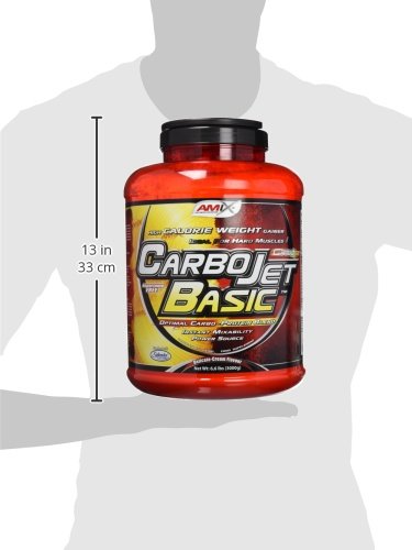 AMIX - Complemento Alimenticio - Carbojet Basic - Carbohidratos y Proteínas para Aumentar la Masa Muscular - Con Concentrado de Proteína de Suero -Recuperador Muscular - Sabor Fresa - 3 KG