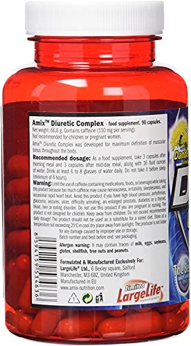 AMIX - Quemador de Grasa - Diuretic Complex - 90 Cápsulas - Suplemento con Extractos Vegetales y Vitaminas - Máxima Eliminación de Líquido - Complemento para Ayudar a Perder Peso