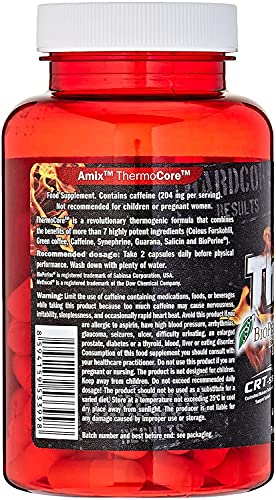 AMIX - Quemador de Grasa - Thermocore - 90 Cápsulas - Complemento que Ayuda a Adelgazar - Complemento Alimenticio con Cafeína - Componentes Naturales - Reduce el Apetito - Fat Burner