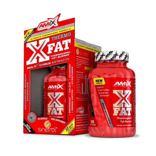 Amix - X-Fat Thermogenic Fat Burner - Suplemento Alimenticio - Quemador de Grasa - Con 7 Ingredientes de Alta Potencia - Nutrición Deportiva - Contiene 90 Cápsulas