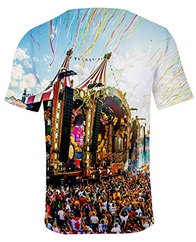 AMOMA Unisex Verano 3D Impresión Tomorrowland Camiseta de Ocio Manga Corta para Fanáticos de la Música(M,Color04)