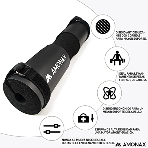 Amonax almohadilla barra gimnasio protector, Cuello y Hombros protección Almohadilla para Sentadillas y Empuje de Cadera, para ejercicios en casa y en el gimnasio, entrenamiento de fuerza y pesas