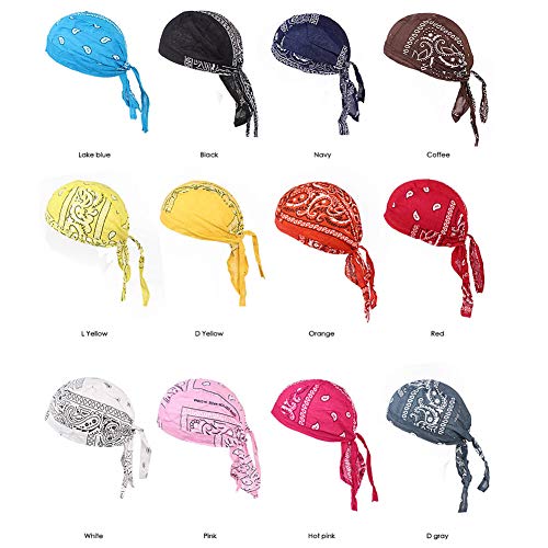 Amorar Gorra de verano, pañuelo para la cabeza, para adultos, transpirable, para deporte, bicicleta, motocicleta, gorro para dormir, gorro pirata, pañuelo para la frente, de algodón