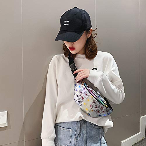 Amorar Outdoor Sporttasche estanco viaje Umhängetasche damas Hipster Wander-Hüfttaschen Laser-PU Gürteltasche Running cinturón bolsillo Riñonera Geldgürtel Brusttasche, color plata, tamaño talla única