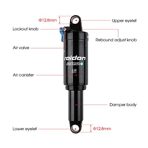 Amortiguador de Bicicleta de Montaña Bricolaje Negro Amortiguador de Choque de Aire Trasero para Downhill Mountain Road Bicicleta MTB (160mm*38mm)