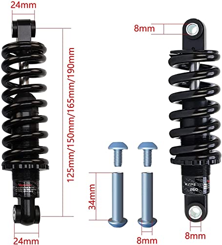 Amortiguadores Traseros Mountain Bike Metal Suspensión Trasera Parachoques 125mm 150mm 165mm 190mm Piezas de Bicicleta MTB Amortiguador Accesorios para Bicicletas (Color : 125mm, Size : 450lbs)