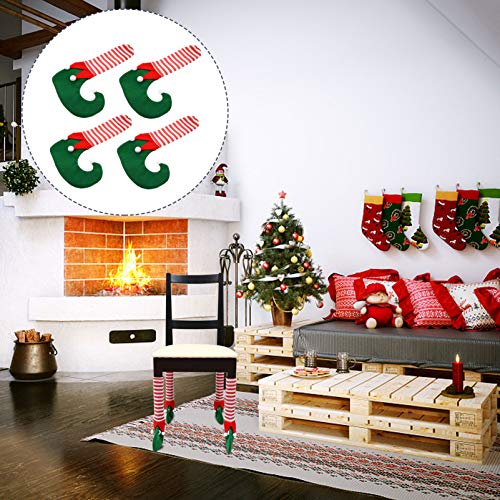 Amosfun 4 calcetines para patas de silla, diseño de elfos, Navidad, muebles, para decoración de Navidad