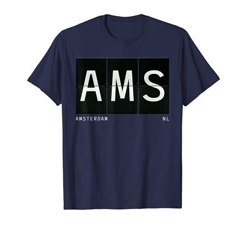 AMS Amsterdam NL Holanda Retro World Travel Código de aeropuerto Camiseta