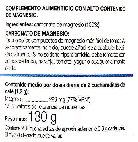 Ana Maria Lajusticia - Carbonato de magnesio – 130 gr. Disminuye el cansancio y la fatiga, mejora el funcionamiento del sistema nervioso. Apto para veganos. Envase para 108 días de tratamiento.