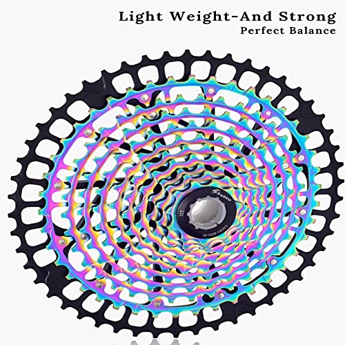 Anazoo Cassette para Bicicleta MTB de 11 velocidades, buje estándar 11-50T de Acero Ultraligero 11S Ultimate HG Compatible con Shimano Sram (Excepto XD y Micro Spline)(Color:Rainbow,Size:11S-50T)