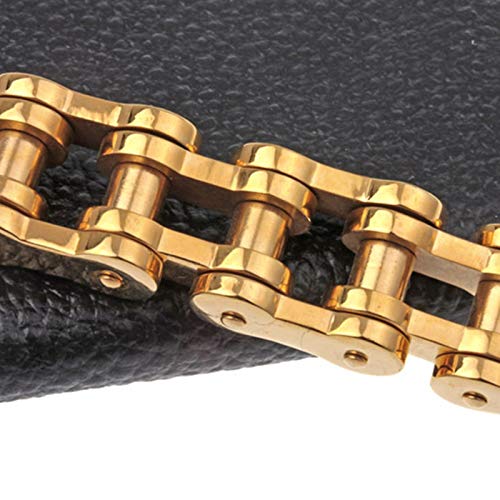 ANAZOZ Pulseras para Hombres,Pulseras Hombre de Acero Inoxidable Cadena de Bicicleta Pulsera Oro