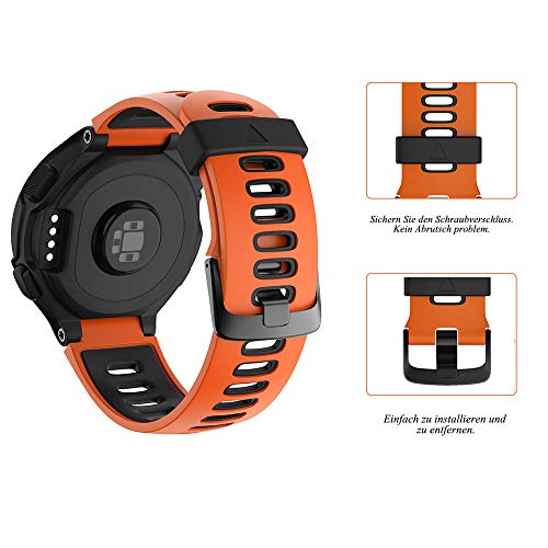 ANBEST Correa de Silicona Compatible para Forerunner 235/735XT/220/230/620/630 Pulsera de Reemplazo Correa Adecuado para Approach S20/S5/S6 Smart Watch, Naranja/Negro