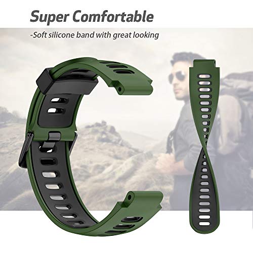 ANBEST Correa de Silicona Compatible para Forerunner 235/735XT/220/230/620/630 Pulsera de Reemplazo Correa Adecuado para Approach S20/S5/S6 Smart Watch, Ejército Verde/Negro