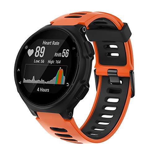 ANBEST Correa de Silicona Compatible para Forerunner 235/735XT/220/230/620/630 Pulsera de Reemplazo Correa Adecuado para Approach S20/S5/S6 Smart Watch, Naranja/Negro