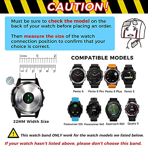 ANBEST Pulsera de Silicona Compatible con Garmin Fenix ​​5/Fenix ​​6 Correa, Brazalete de Liberación Rápida Para Fenix ​​5 Plus/Fenix ​​6 Pro/Forerunner 935/945, Negro