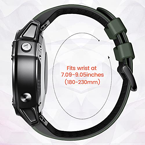 ANBEST Pulsera de Silicona Compatible con Garmin Fenix ​​5X/Fenix 6X Correa, 26mm Correa de Repuesto de Liberación Rápida para Fenix ​​6X Pro/Fenix 5X Plus/Fenix ​​3HR/Fenix ​​3, Negro/Amarillo