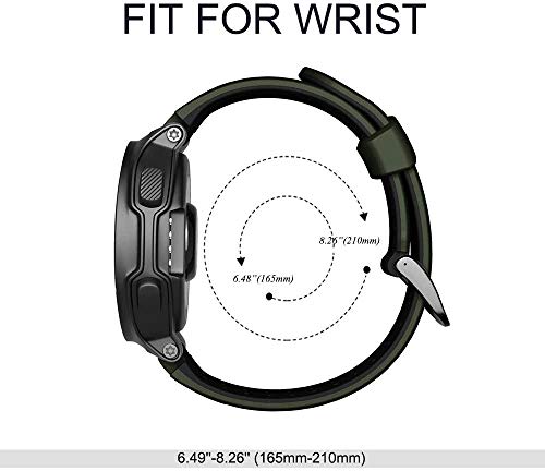 ANBEST Pulsera de Silicona Compatible con Garmin Forerunner 235/735XT/220/230/620/630 Correa Deportiva Adecuada para Garmin Approach S20/S5/S6, Verde Ejército/Negro