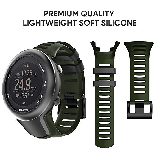 ANBEST Pulsera de TPU Compatible con Suunto Ambit 3/2/1/Ambit 3 Peak Correa, Repuesto de Pulsera Deportiva para Suunto Ambit 2R/2S/3 Sport/3 Run Smart Watch, Verde Ejercito