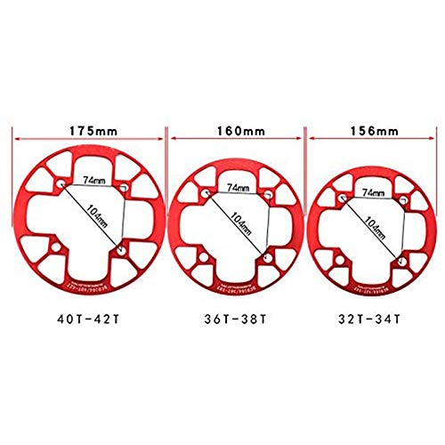 ANCLLO Protector de plato de bicicleta de montaña, aleación de aluminio fácil de instalar el protector de dientes de biela de rueda para 32 ~ 34T piñones de plato