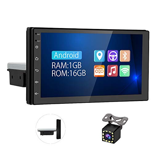 Android Radio de Coche 1 DIN GPS CAMECHO Pantalla Táctil de 7 Pulgadas Radio FM Bluetooth WiFi Enlace Espejo del teléfono móvil USB Doble + Cámara Trasera